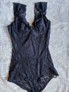 Black Lace Shaping Bodysuit