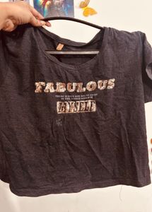 Fabulous Myself Sequin Slogan T-Shirt | Grey Top