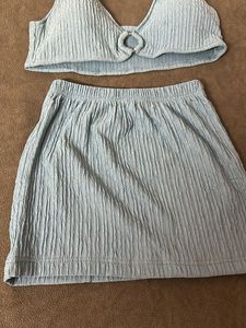 Light Blue Party Coord Top And Skirt