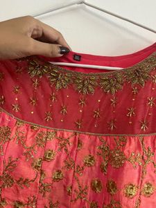 Coral Embroidered Anarkali