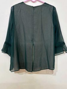 Green Sheer Sleeve Top