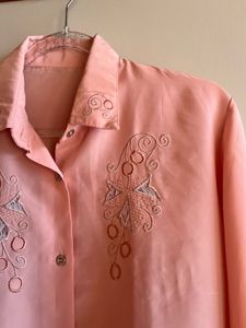 Vintage Peach Embroidered Blouse