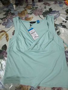 Light Blue Queen Anne Neck Tank Top