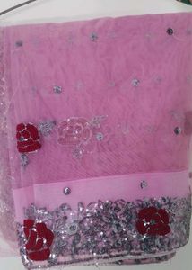 Pink Embroidered Saree