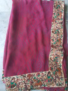 Bandhej Print Saree With Beautiful Border