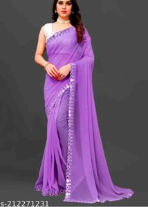 Elegant Black Mirror Work Saree