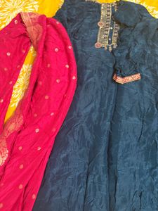 Never Used Kurti Set With Pretty Dupata