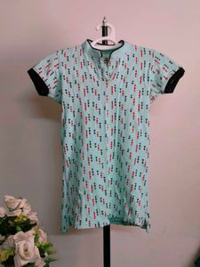 Patterned Short Sleeve Tunic Top