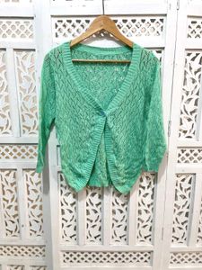 Green Open Knit Top B