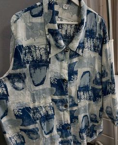 Abstract printed sheer shirt