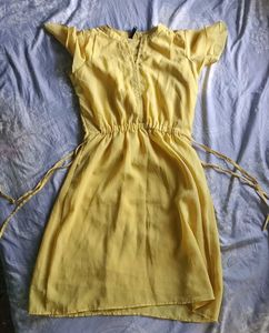 Yellow Chiffon Mini Dress