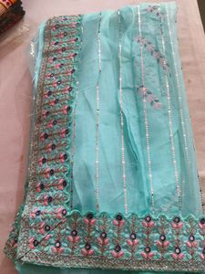 Light Sky Blue 🩵 Net Saree New With Blouse