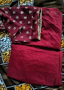 Maroon Floral Print Kurta Set