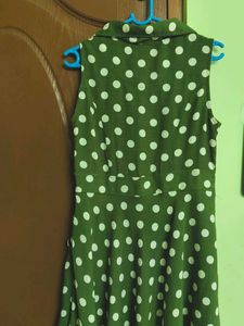 AND Olive Green Polka Dot Dress