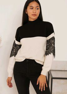 combo Stylish Black &amp; White Lace Sweater
