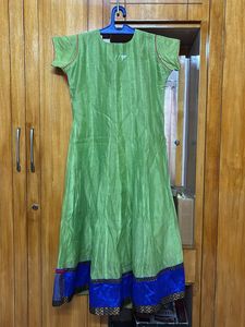 Parrot green silk blend Anarkali