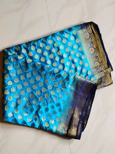 Blue &amp; Gold Silk Saree