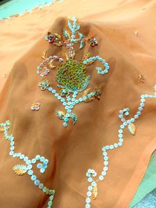 floral multi coloured handwork Saree