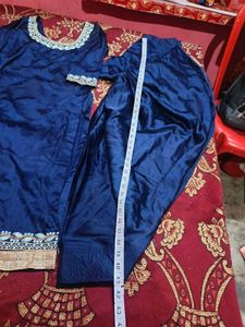 Elegant Blue Punjabi Soft Silk Suit Patiyala Salwa