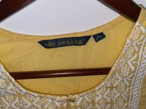 Yellow Embroidered Kurti
