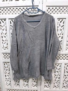 🎀Gray V-Neck Long Sleeve Top B