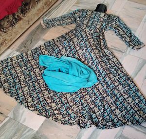 Designer Anarkali Gown With Shrug And Dupatta