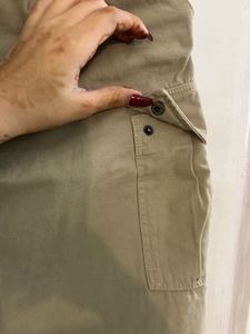Beige Cargo Skirt With Belt