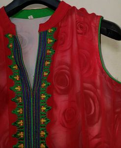 Red Embroidered Kurta with pant🎉