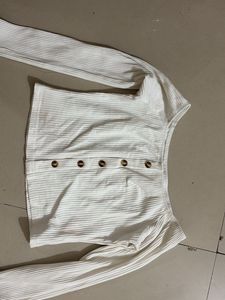 Ribbed Button-Front Crop Top