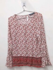Floral Print Bell Sleeve Top