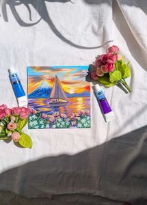 Mini Sailboat Seascape Artwork painting