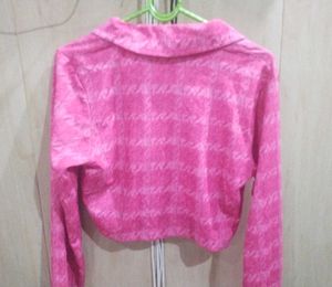 Pink Houndstooth Crop Jacket