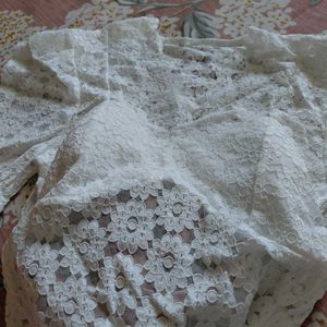 White Lace Puff Sleeve Top