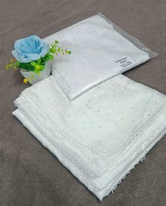 White Embellished Dupatta & Pant Set