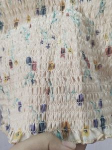 Floral Sheer Sleeve Smocked Top