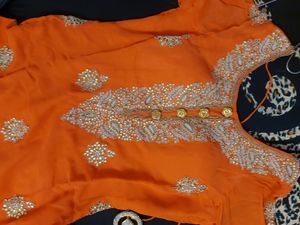 Georgette Orange Punjabi Suit (Drycleaned) ✅️