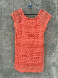 Coral Lace Top