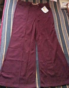 Burgundy Chain Belt Flare Pants