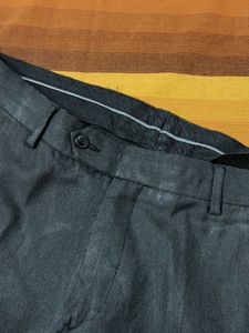 John Players Men Dark Grey Viscose Formal Trouser