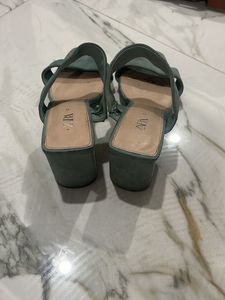 Zara Green Heeled Mules