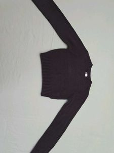 H&amp;M Black Cropped Knit Sweater