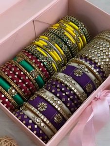 Designed Bangles With Fitting Kundans