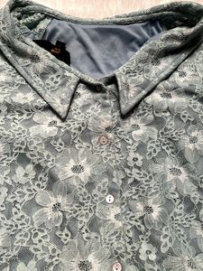 Vintage Blue Lace Peter Pan Collar Top✨