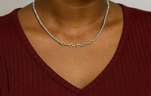 Handmade floral beaded daisy necklace