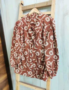 Brown Printed Top Size-40