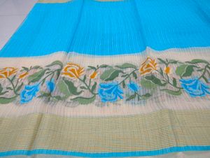 Elegant Blue Floral Saree💙🌷