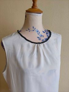 White Sleeveless Beaded Top