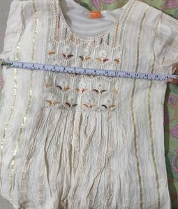 Elegant Ivory Chanderi Cotton Kurti