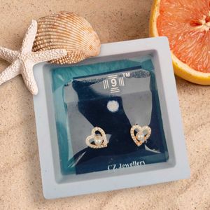 Dainty Pearl Heart Stud Earrings