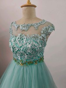 Mint Green Lace Tulle Party Dress